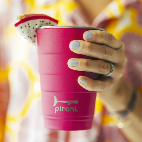 Dragon Fruit Fuschia Metal Party Cup Tumblers Four Green Fields Gifts